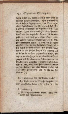 §. 19. Ahndungen sind im Traume möglich.