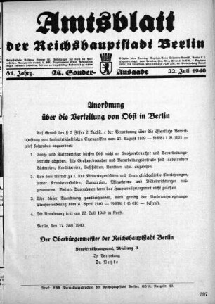 24. Sonder-Ausgabe, 22. Juli 1940
