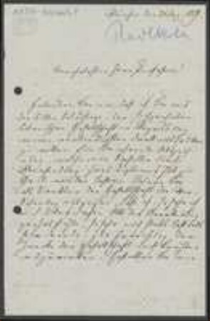 Brief von Ludwig Radlkofer an August Emanuel Fürnrohr