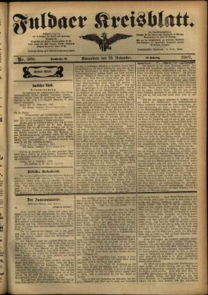 Erste Ausgabe vom Samstag, den 23. November 1907.