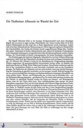 Die Thalheimer Allmende im Wandel der Zeit.