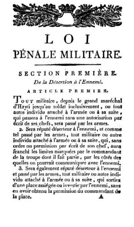 Loi Pénale Militaire