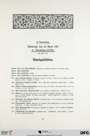 II. Auctionstag: Antiquitäten (Nr. 294-512)