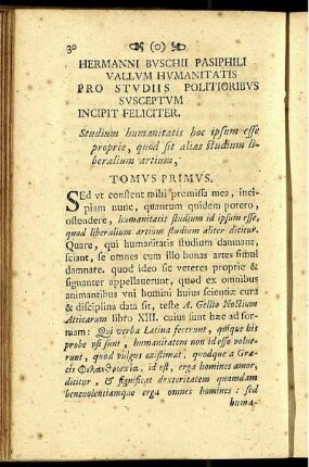 Tomus Primus.