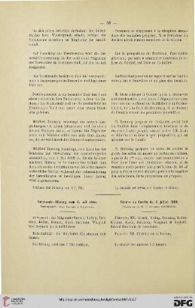 Vorstands-Sitzung vom 8. Juli 1896 / Séance du Comité du 8 juillet 1896
