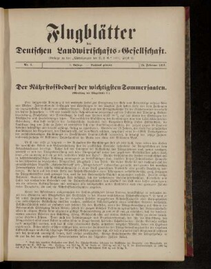 Flugblätter der Deutschen Landwirtschafts-Gesellschaft. Nr. 9.