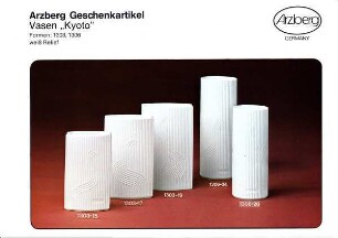 Produktblatt "Arzberg Geschenkartikel / Vasen 'Kyoto' / Formen: 1303, 1306 / weiß Relief"