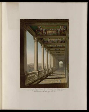 4. (3.). Vue interieure de la Gallerie du troisième Etage, de la cour des Loges.