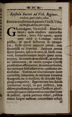 Buceri ad Urbanum Regium epistola : ex auctoris chirographo nunc primum, quod conster, edita