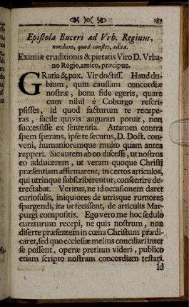 Buceri ad Urbanum Regium epistola : ex auctoris chirographo nunc primum, quod conster, edita
