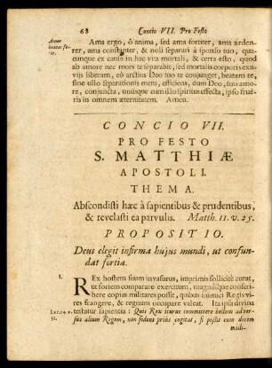 Concio VII. Pro Festo S. Matthiae Apostoli.
