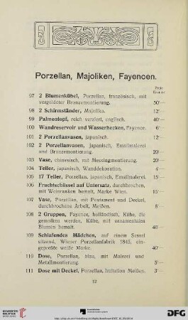 Porzellan, Majoliken, Fayencen (Nr. 97-161)