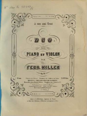 Duo : pour piano et violon : op. 58 : à son ami Ernst