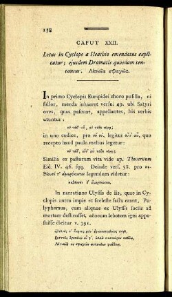 Caput XXII. Locus in Cyclope a Heathio emendatus explicatur; [...]