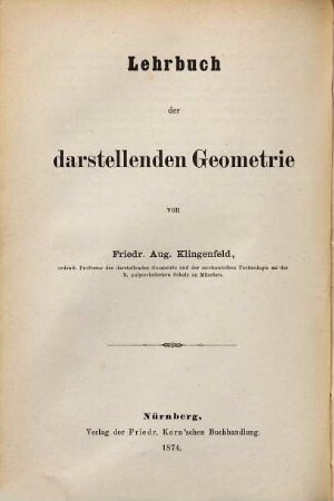 Lehrbuch der darstellenden Geometrie, 2