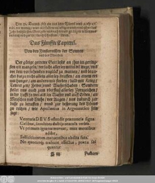 Das Fünffte Capittel. Von den Finsternissen der Sonnen und des Monden.