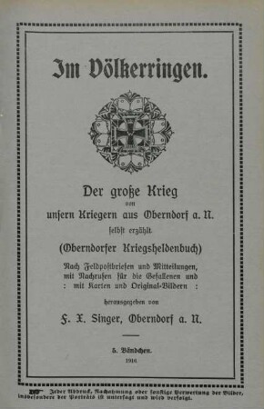 Bändchen 5: Im Völkerringen