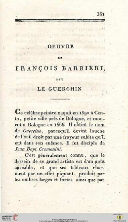 Oeuvre de François Barbieri dit Le Guerchin