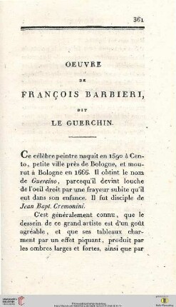 Oeuvre de François Barbieri dit Le Guerchin