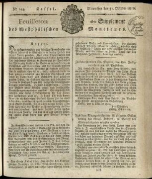No. 144, Mitwochen den 31. Oktober 1810