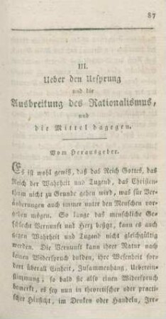 87-170 Ueber den Ursprung und die Ausbreitung des Rationalismus, und die Mittel dagegen