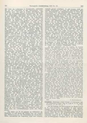 422-423 [Rezension] Zwingliana. Mitteilungen zur Geschichte Zwinglis und der Reformation. 1926, Nr. 2. (Bd. IV, Nr. 12.)