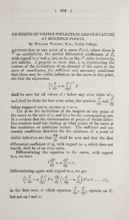 On points of visible inflection and curvature at multiple points.