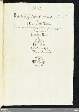 1: Parte Prima. Sin' all'anno 395. Tomo Secondo - Mscr.Dresd.A.56