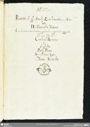 1: Parte Prima. Sin' all'anno 395. Tomo Secondo - Mscr.Dresd.A.56