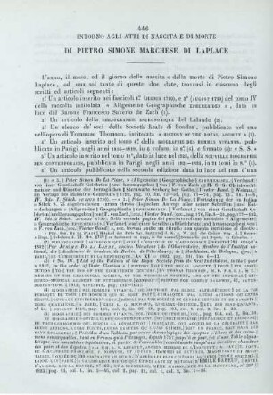 Intorno agli atti di nascita e di morte die Pietro Simone Marchese di Laplace.