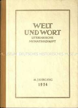 Literarische Monatsschrift. 9. Jg. 1954
