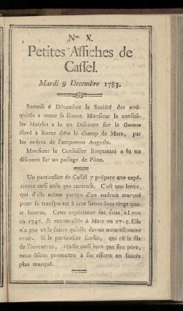 No X (Mardi 9 Decembre 1783)
