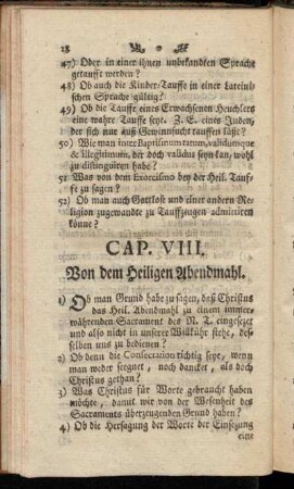 Cap. VIII. Von dem Heiligen Abendmahl.