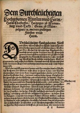 Bericht Von der Einigkeit vnd Vneinigkeit der Christlichen Augspurgischen Confessions Verwandten Theologen, [et]c. Wider Den langen Laßzedel, der one Name[n] zu Schmach der Christlichen Euangelischen Stende[n] auff Jüngst zu Augspurg Anno Domini M.D.LIX. gehaltnem Reichstag offentlich auffgeschlagen vn[d] außgebreittet