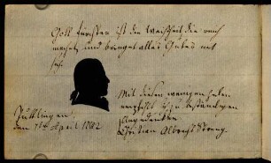 Christian Albrecht Streng (Silhouette). Tuttlingen, 07.04.1782.