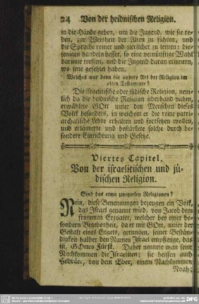 Viertes Capitel. Von der israelitischen und jüdischen Religion