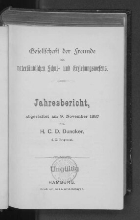 1887: Jahresbericht // Gesellschaft der Freunde des Vaterländischen Schul- und Erziehungswesens