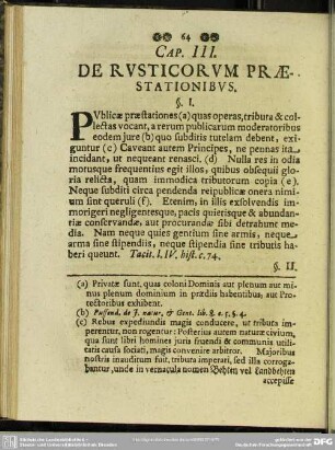 Cap. III. De Rusticorum Praestationibus