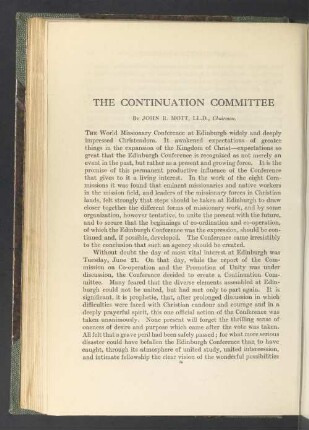 The continuation committee
