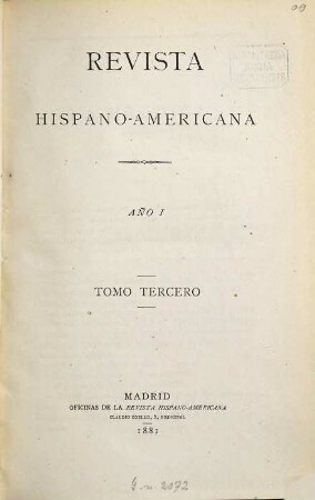 Revista hispano-americana. 3 = Año 1. 1881