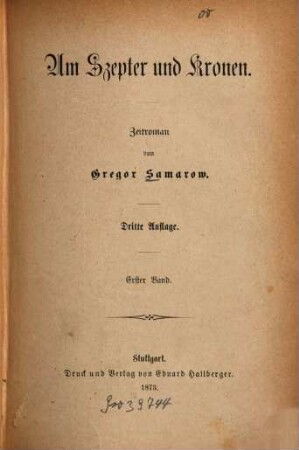 Um Szepter und Kronen : Zeitroman, 1