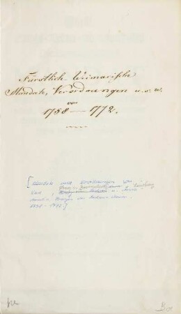 Fürstlich-Weimarische Mandate, Verordnungen u.s.w. von 1758-1772