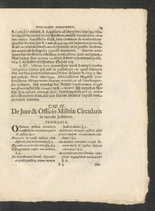 Cap.IV. De Jure & Officio Militiae Circularis in tuendo Justitiam.