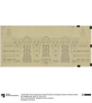Marienbad, Projekt Kurhotel in Königswart, zweiter Vorentwurf, Aufriss der Hauptfassade
