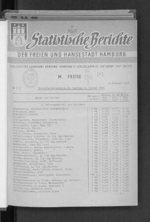 Einzelhandelspreise in Hamburg im Januar 1956 : Lfd. Nr. 1