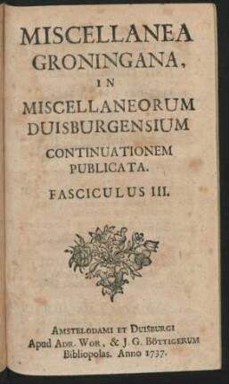 Fasciculus III.