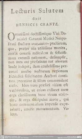 Lecturis Salutem dicit Henricus Crantz
