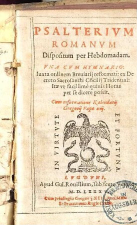 Psalterium Romanum dispositum per hebdomadam una cum hymnario ...