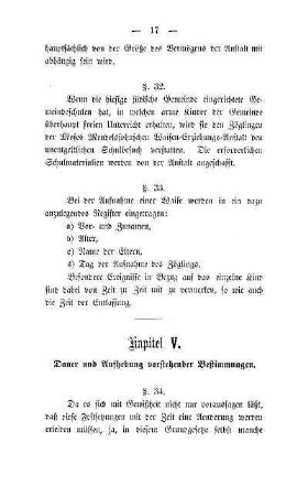 Kapitel V. Dauer und Aufhebung vorstehender Bestimmungen