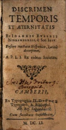 Discrimen Temporis et Aeternitatis